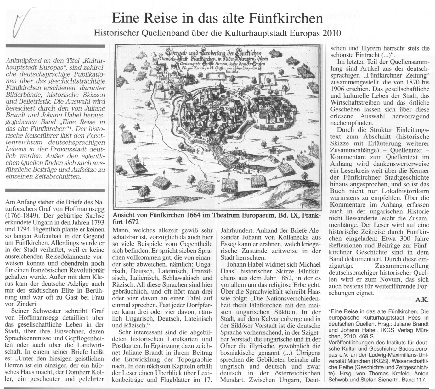 Eine Reise in das alte Fünfkirchen : Historischer Quellenband über die Kulturhauptstadt