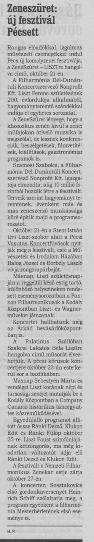 Zeneszüret: új zenei fesztivál Pécsett