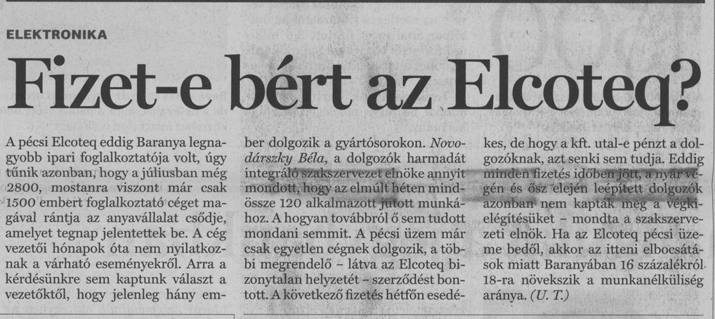 Fizet-e bért az Elcoteq?