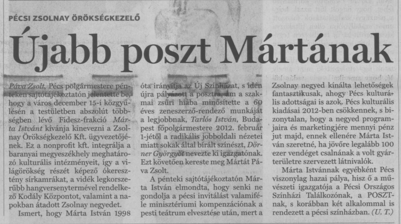 Újabb poszt Mártának