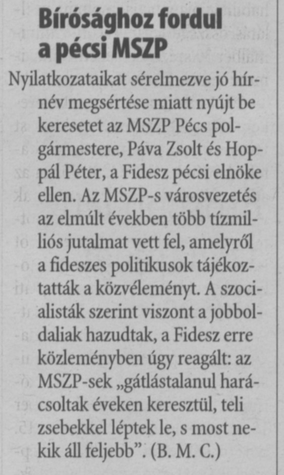 Bírósághoz fordul a pécsi MSZP