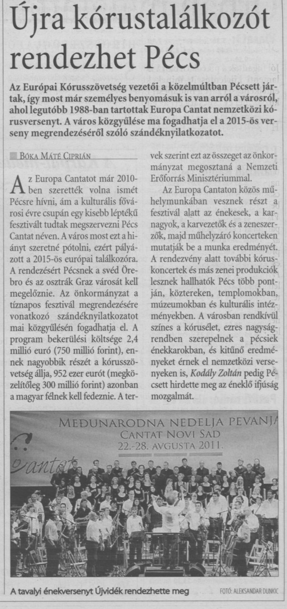 Újra kórustalálkozót rendezhet Pécs