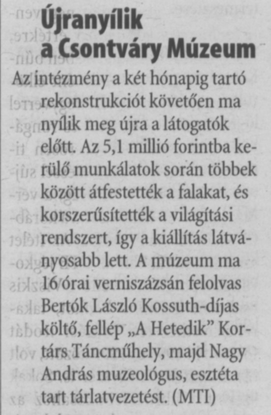 Újranyílik a Csontváry Múzeum