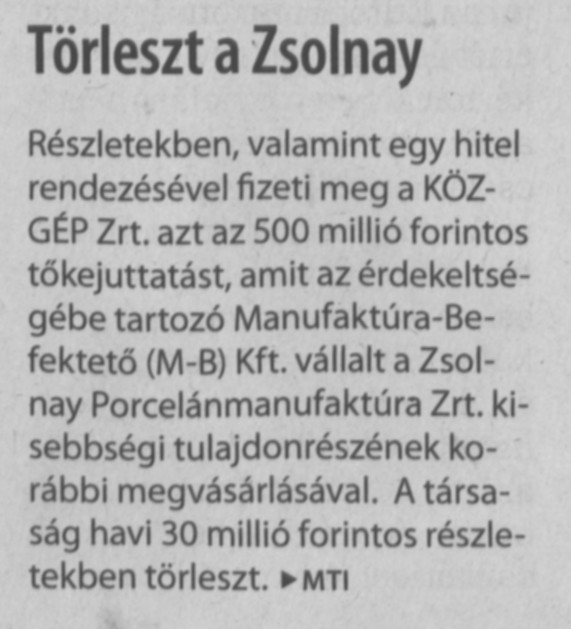 Törleszt a Zsolnay