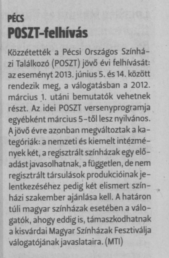 POSZT-felhívás