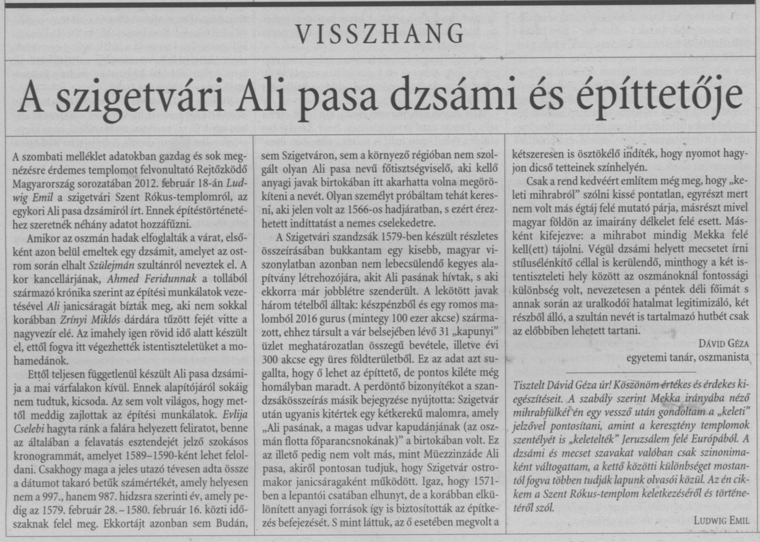 A szigetvári Ali pasa dzsámija és építtetője