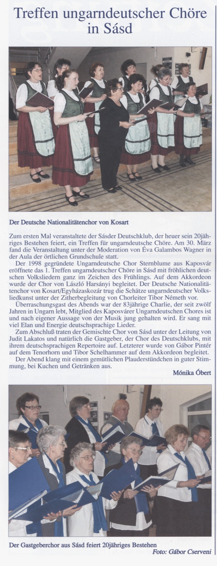 Treffen ungarndeutscher Chöre in Sásd