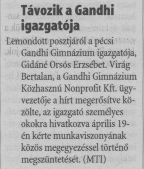 Távozik a Gandhi igazgatója