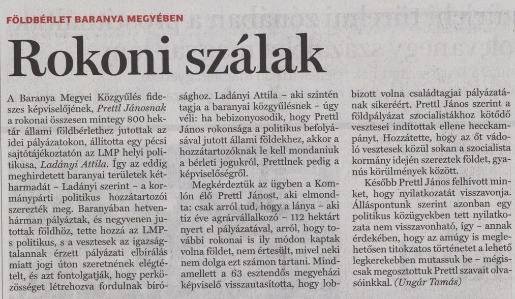 Rokoni szálak Földbérlet Baranya megyében
