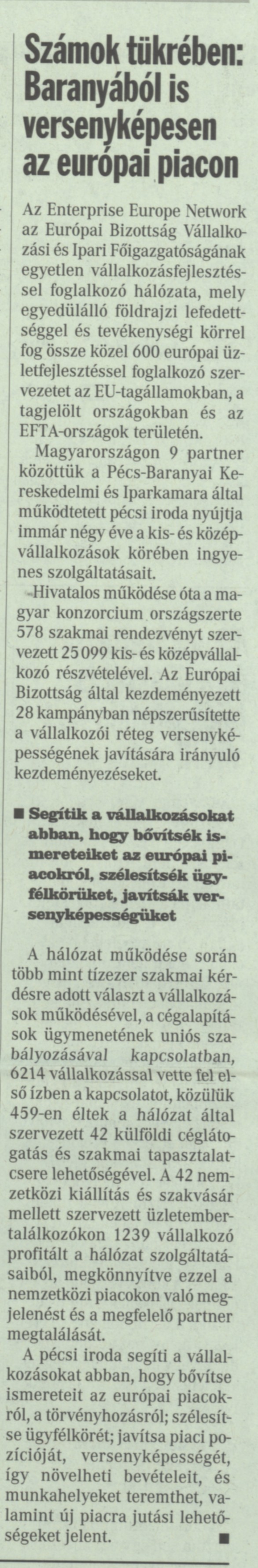 Számok tükrében: Baranyából is versenyképesen az európai piacon