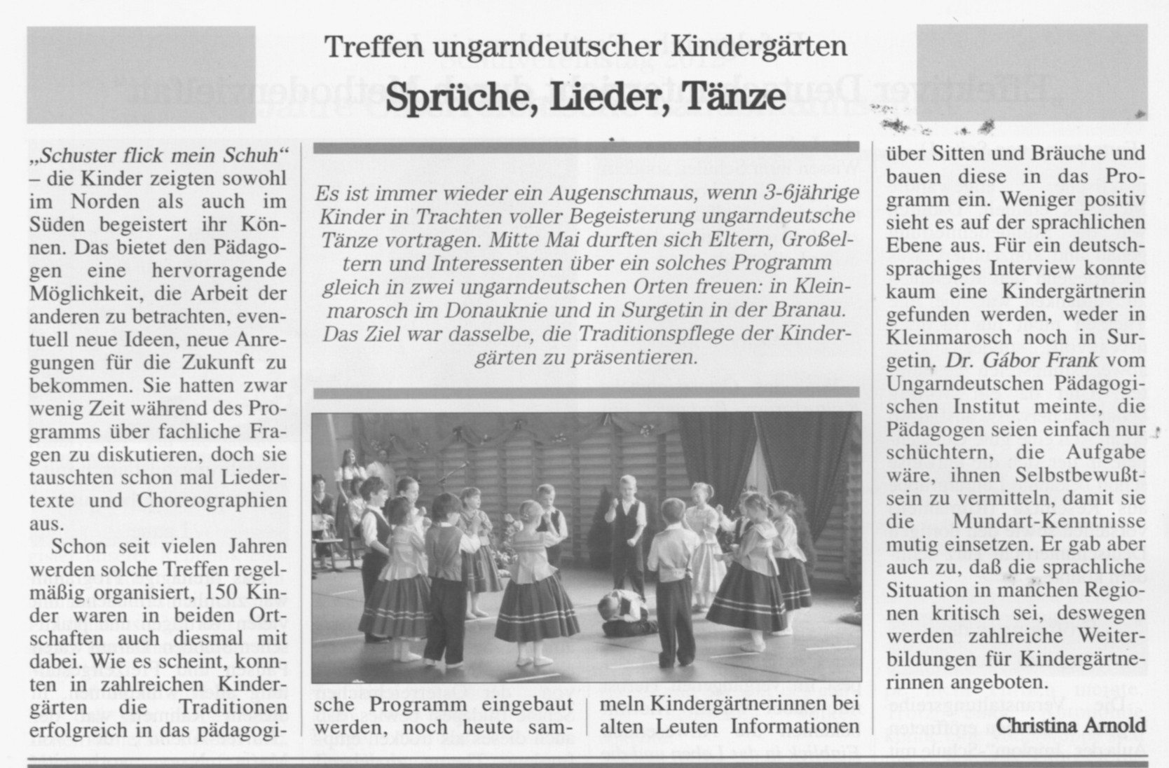 Sprüche, Lieder, Tanze Treffen ungarndeutscher Kindergärten