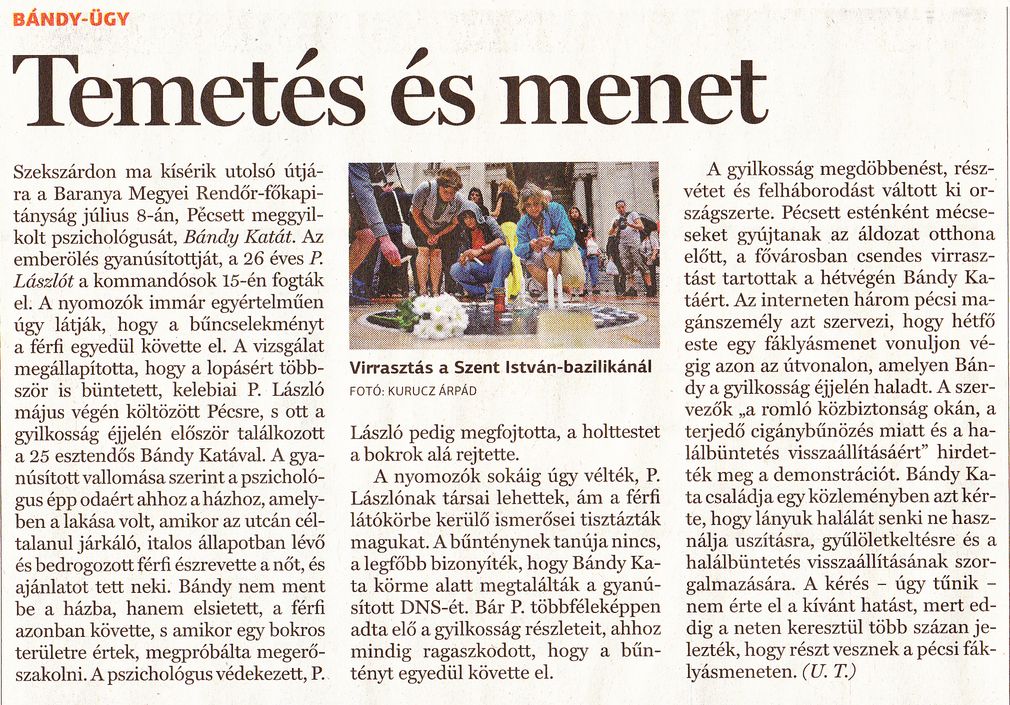Bándy-ügy. Temetés és menet