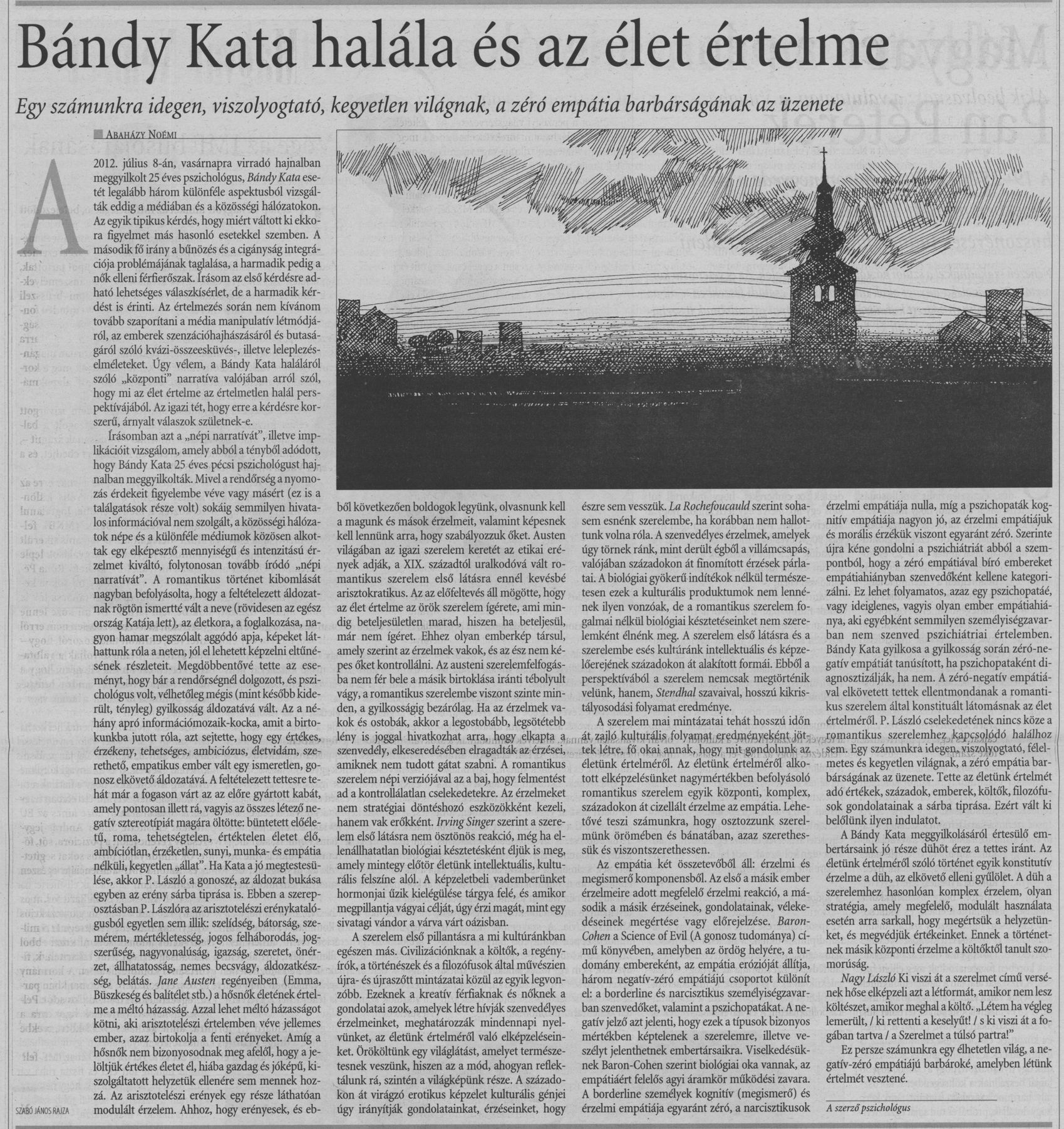 Bándy Kata halála és az élet értelme