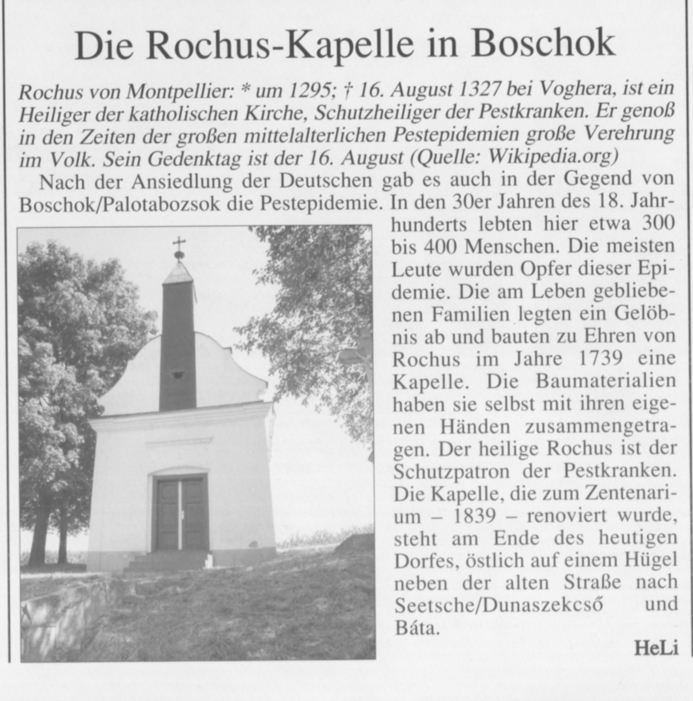 Die Rochus-Kapelle in Boschok