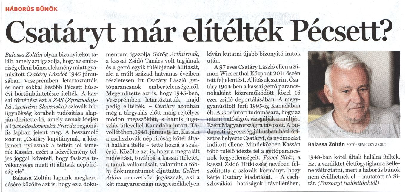 Csatáryt már elítélték Pécsett? Háborús bűnök