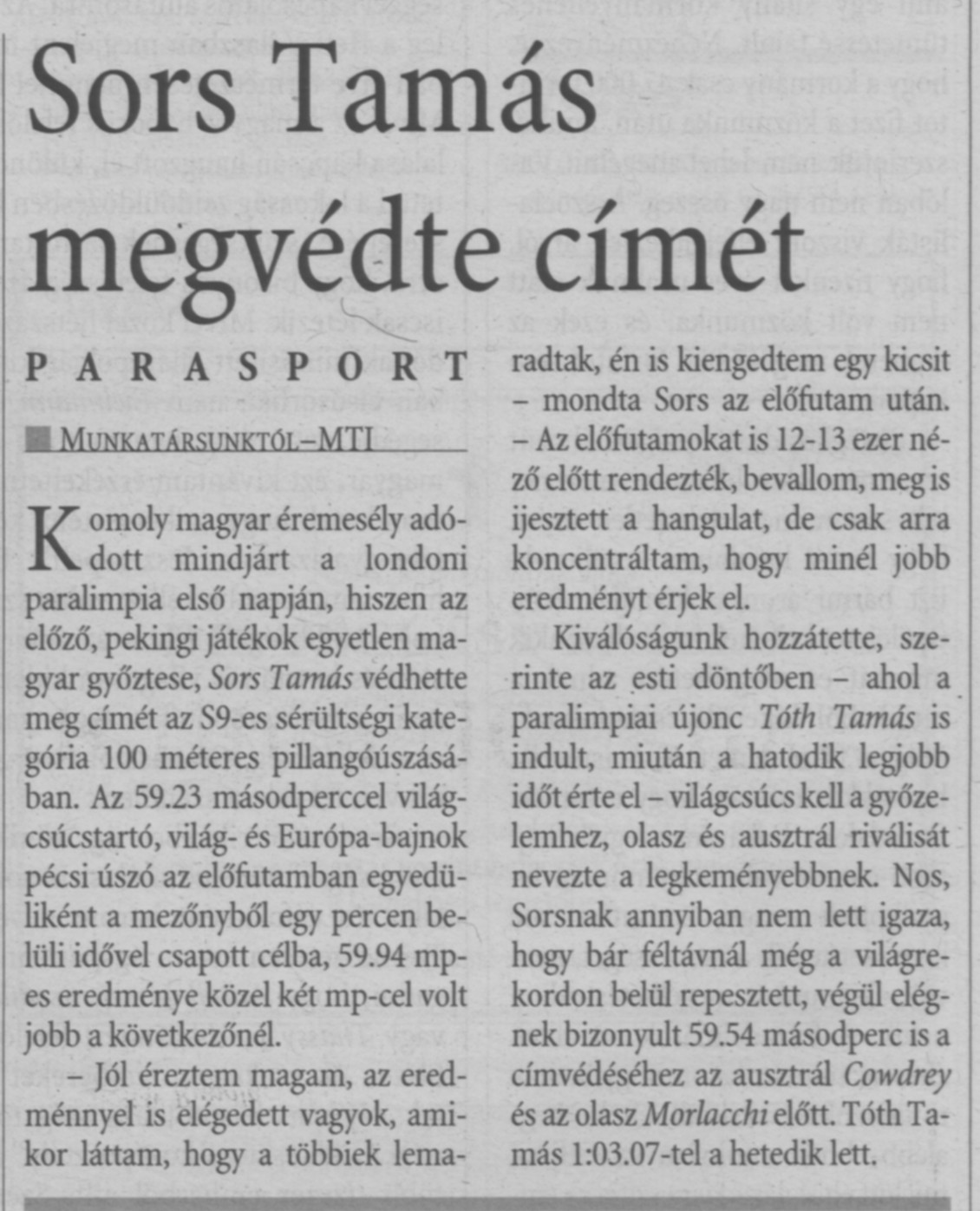Sors Tamás megvédte címét