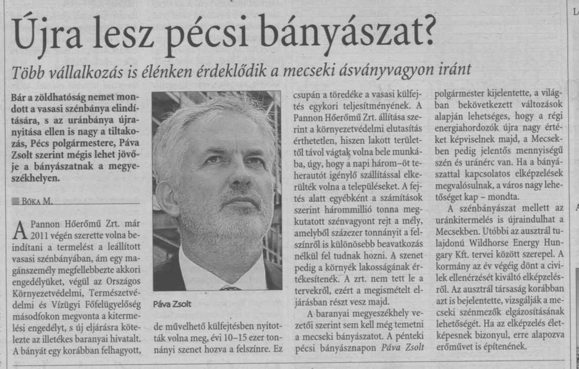 Újra lesz pécsi bányászat? Több vállalkozás is élénken érdeklődik a mecseki ásványvagyon iránt