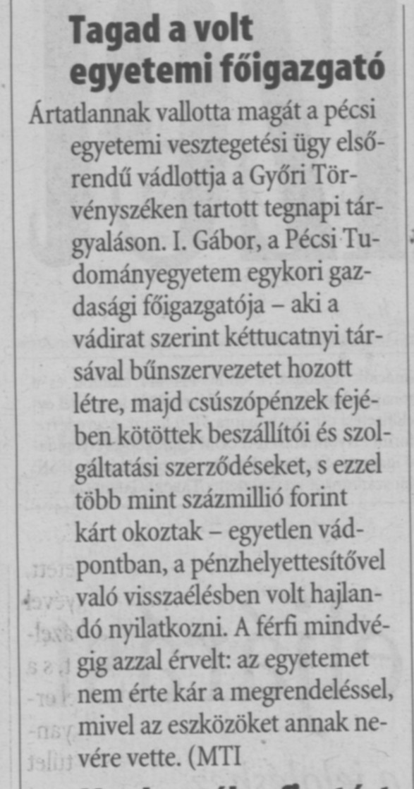 Tagad a volt egyetemi főigazgató