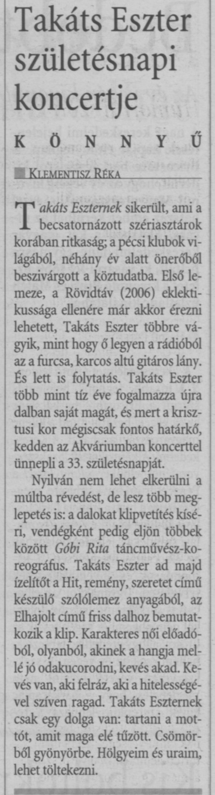 Takáts Eszter születésnapi koncertje