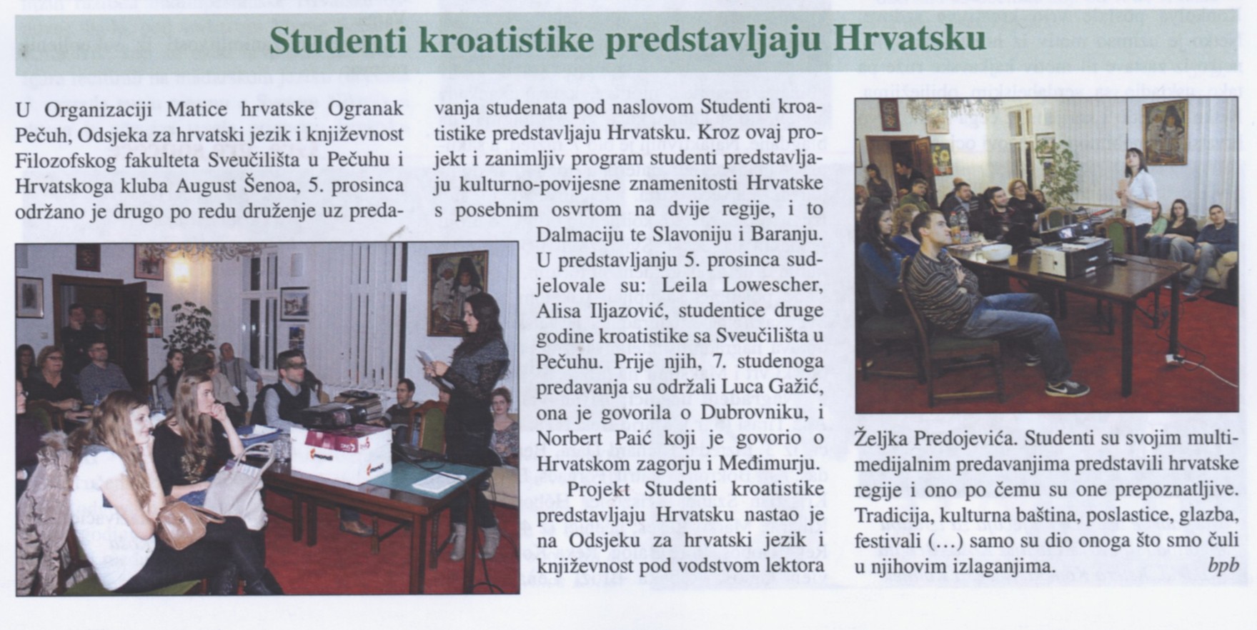 Studenti kroatistike prestavljaju Hrvatsku