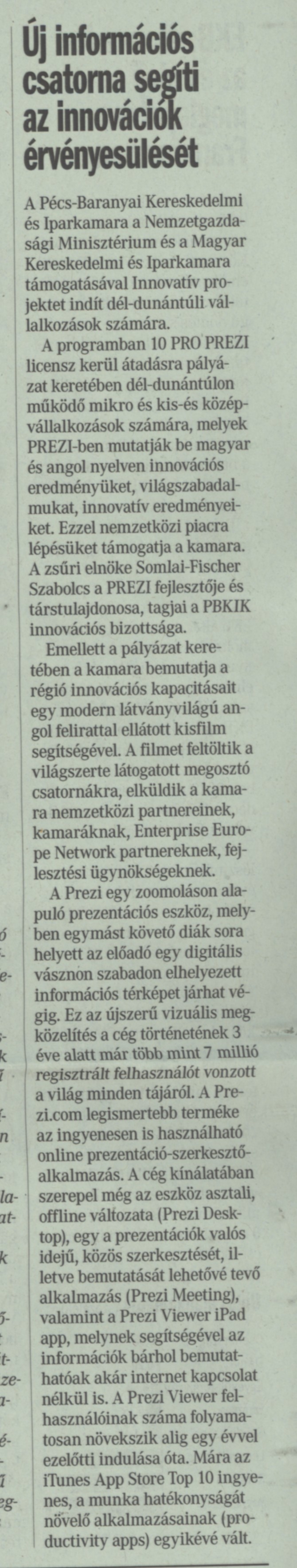 Új információs csatorna segíti az innovációk érvényesülését