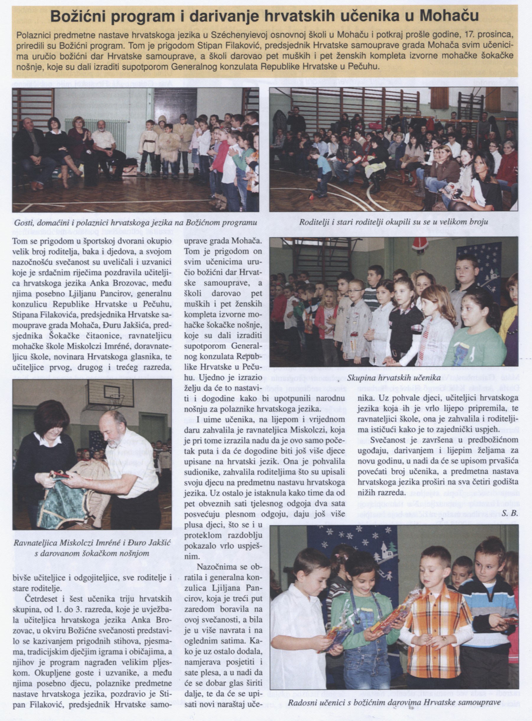 Božićni program i darivanje hrvatskih učenika u Mohaču