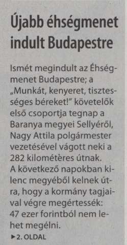 Újabb éhségmenet indult