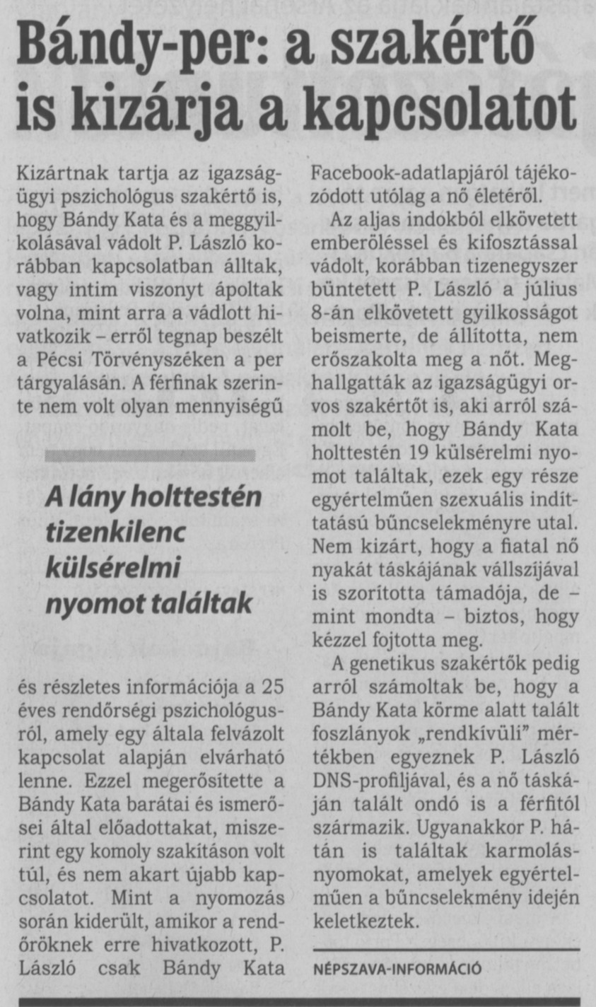 Bándy-per: a szakértő is kizárja a kapcsolatot