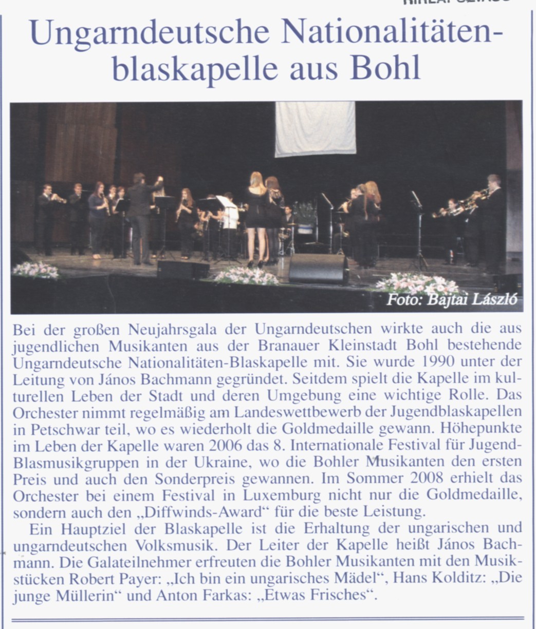 Ungarndeutsche Nationalitäten-blaskapelle aus Bohl