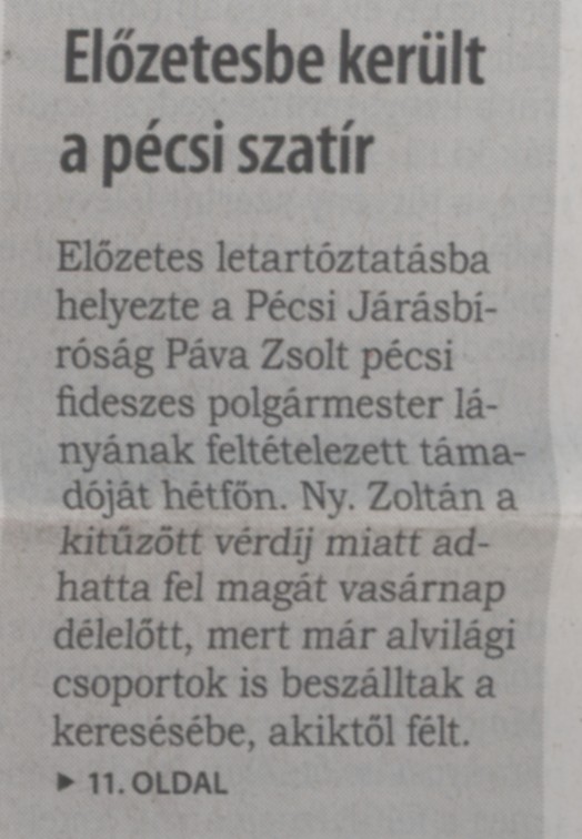 Előzetesbe került a pécsi szatír