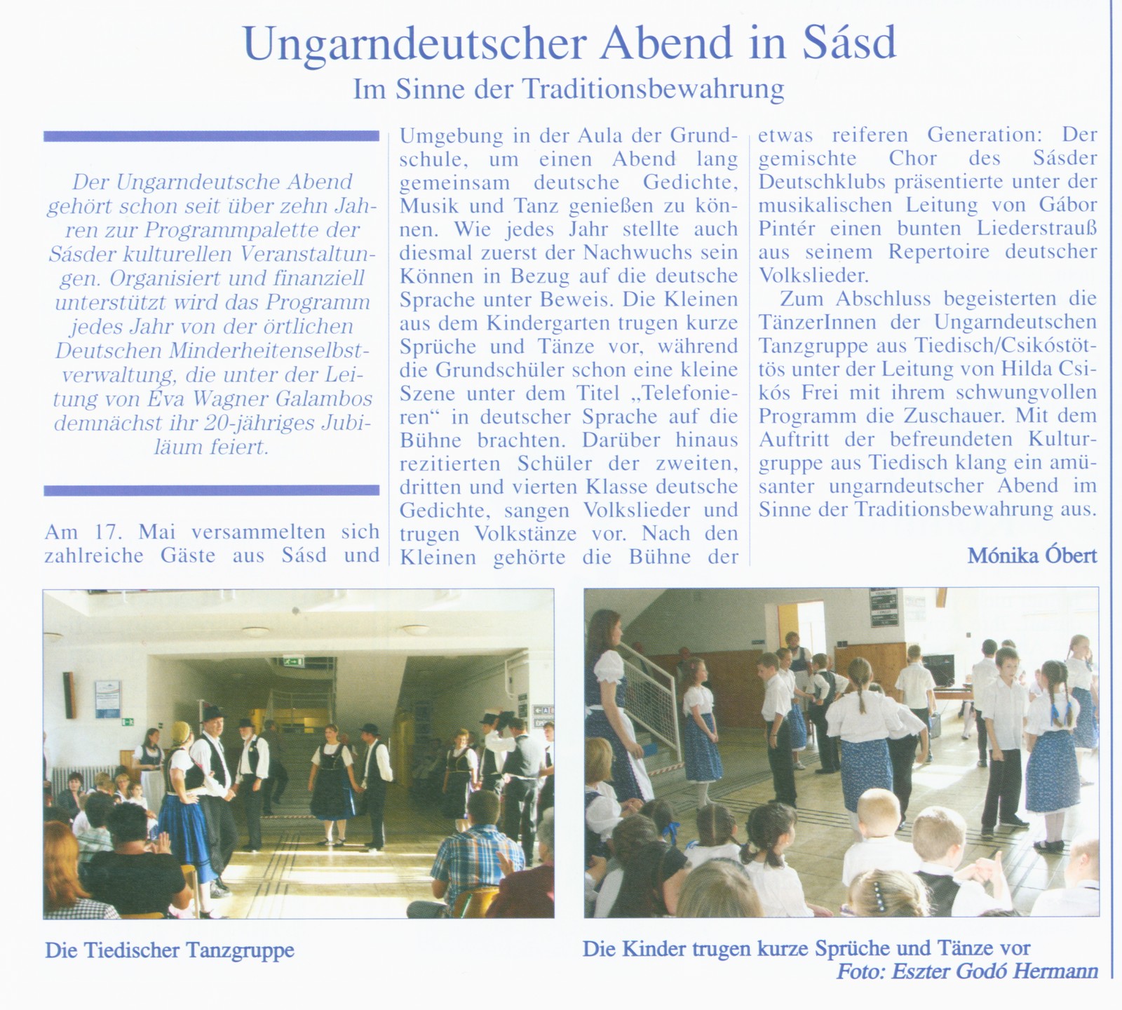 Ungarndeutscher Abend in Sásd Im Sinne der Traditionsbewahrung