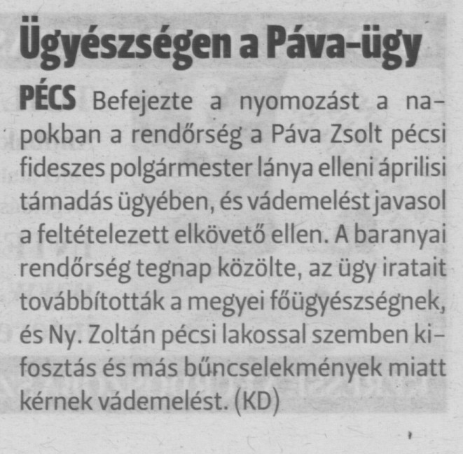 Ügyészségen a Páva-ügy