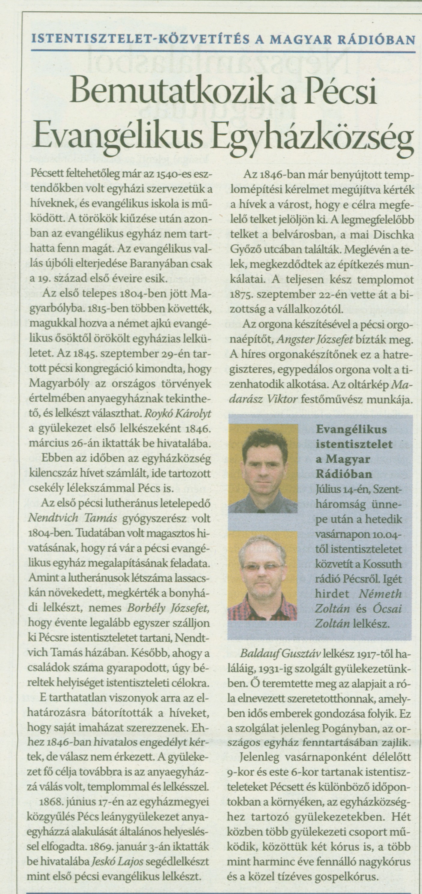 Bemutatkozik a Pécsi Evangélikus Egyházközség