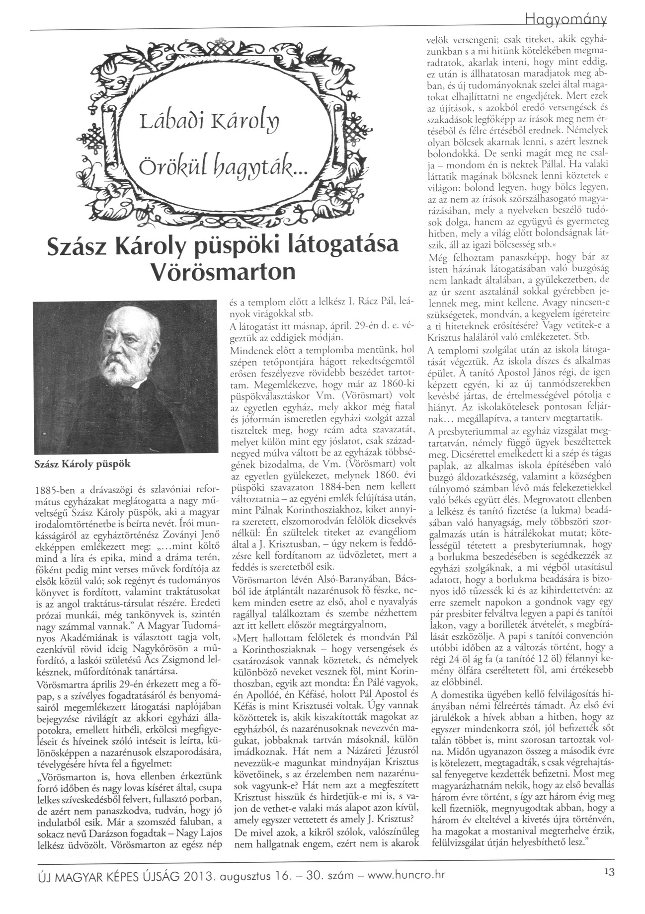 Szász Károly püspöki látogatása Vörösmarton