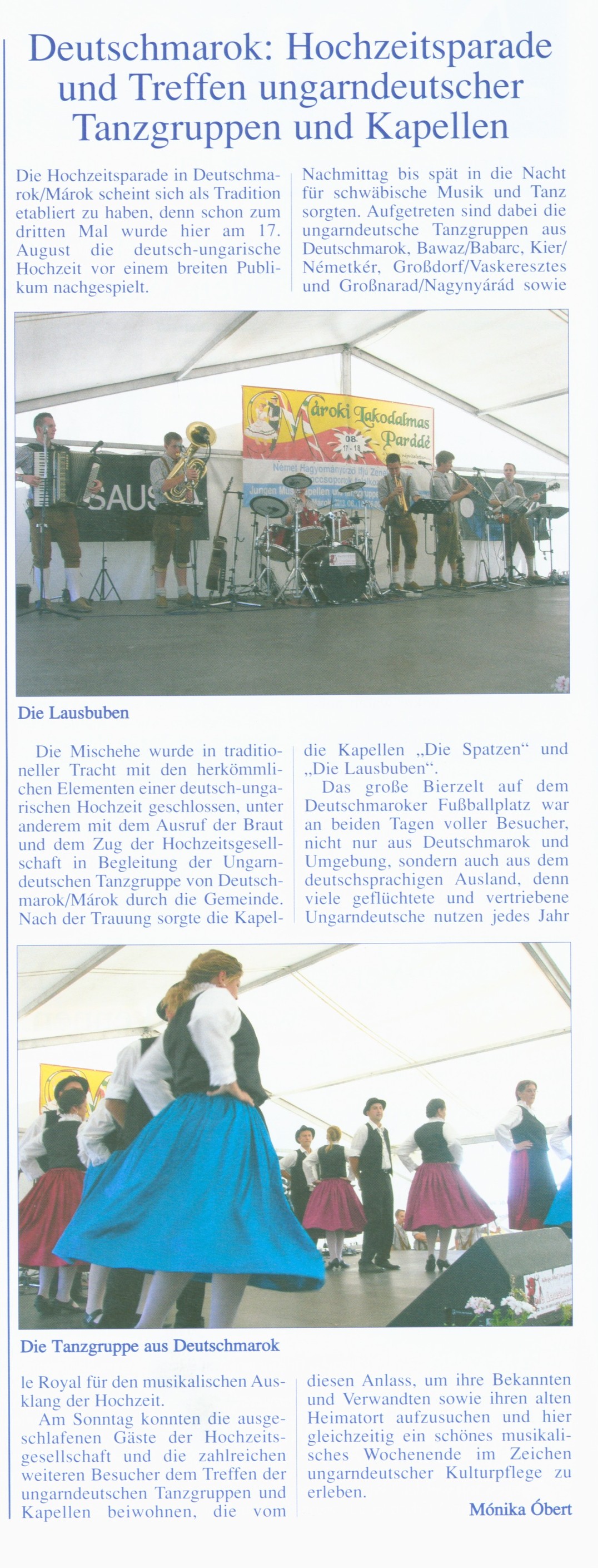 Deutschmarok: Hochzeitsparade und Treffen ungarndeutscher Tanzgruppen und Kapellen