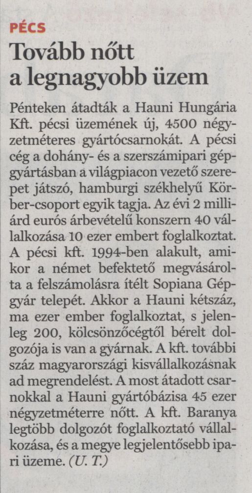 Tovább nőtt a legnagyobb üzem