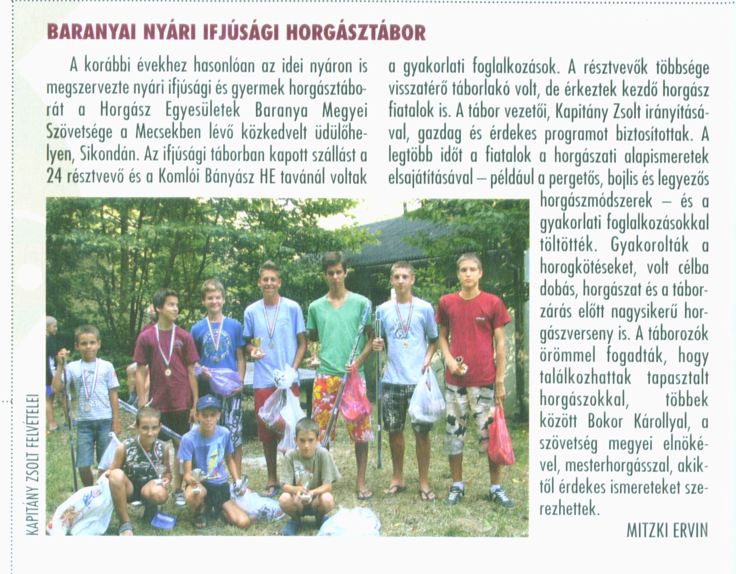 Baranyai nyári ifjúsági horgásztábor