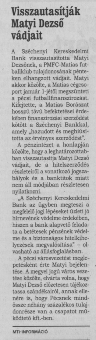 Visszautasítják Matyi Dezső vádjait