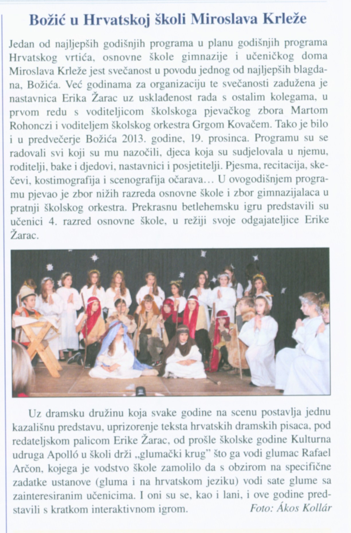 Božić u Hrvatskoj školi Miroslava Krleže