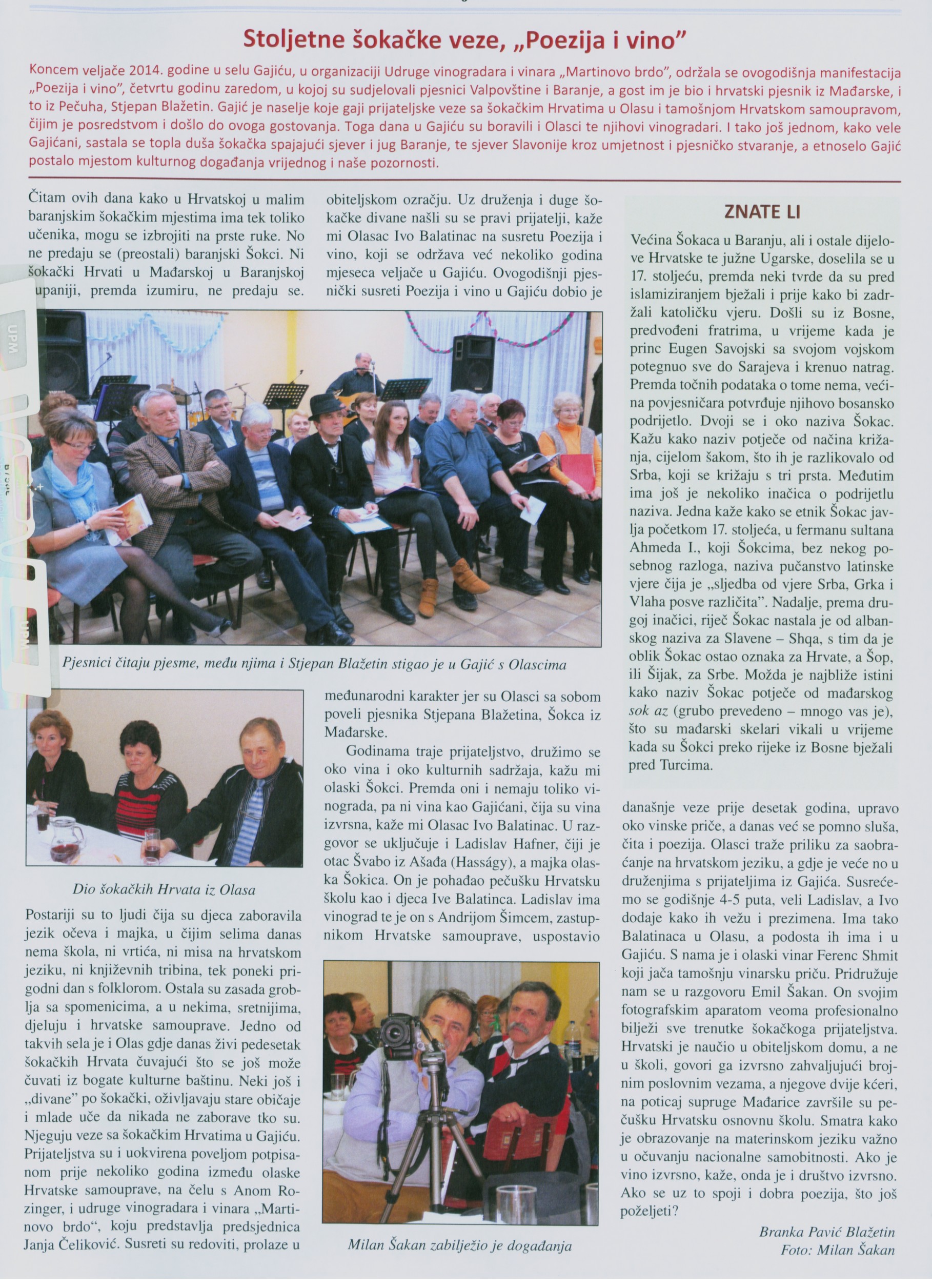 Stoljetne šokačke veze, "Poezija i vino"
