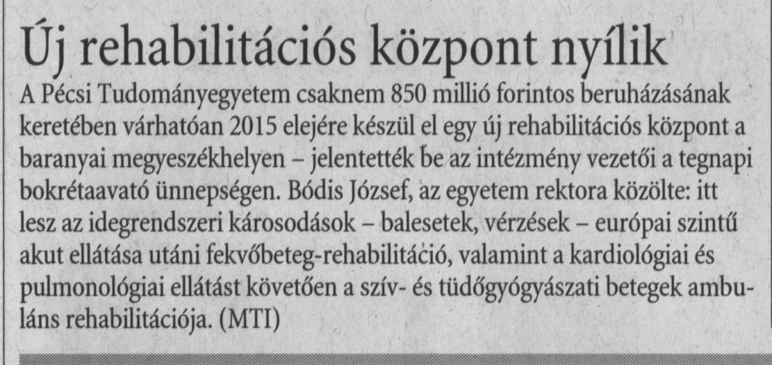Új rehabilitációs központ nyílik