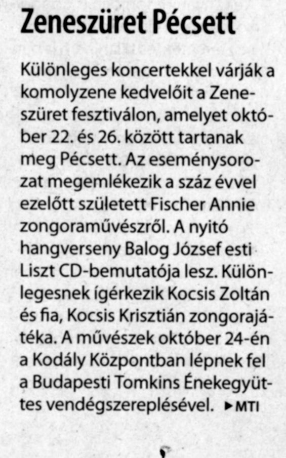 Zeneszüret Pécsett