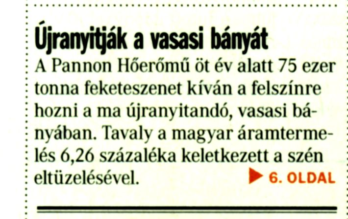 Újranyitják a vasasi bányát