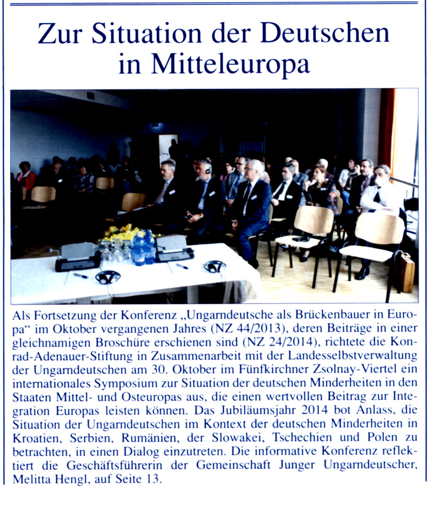 Zur Situation der Deutschen in Mitteleuropa