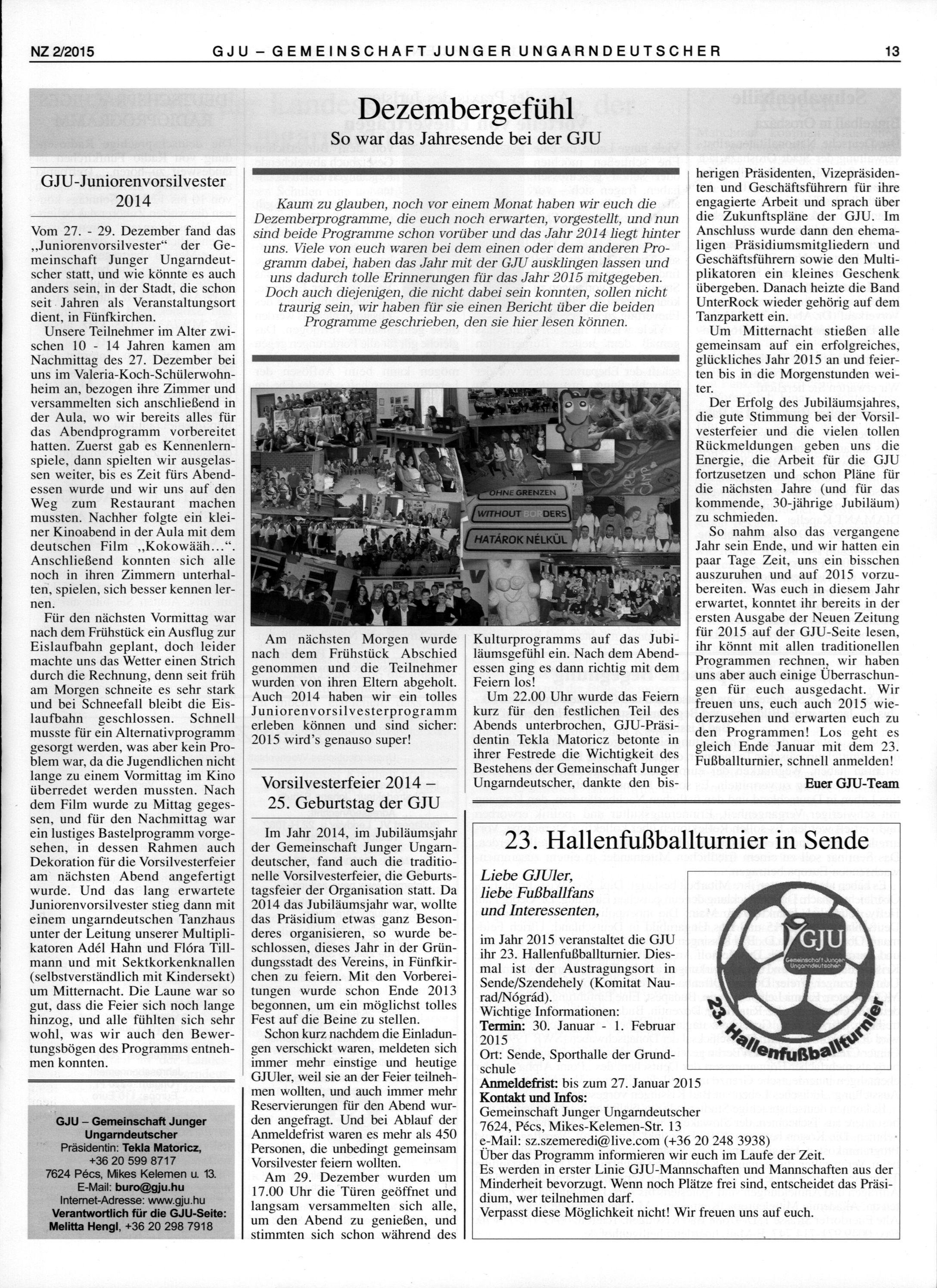 Dezembergefühl So war das Jahresende bei der GJU