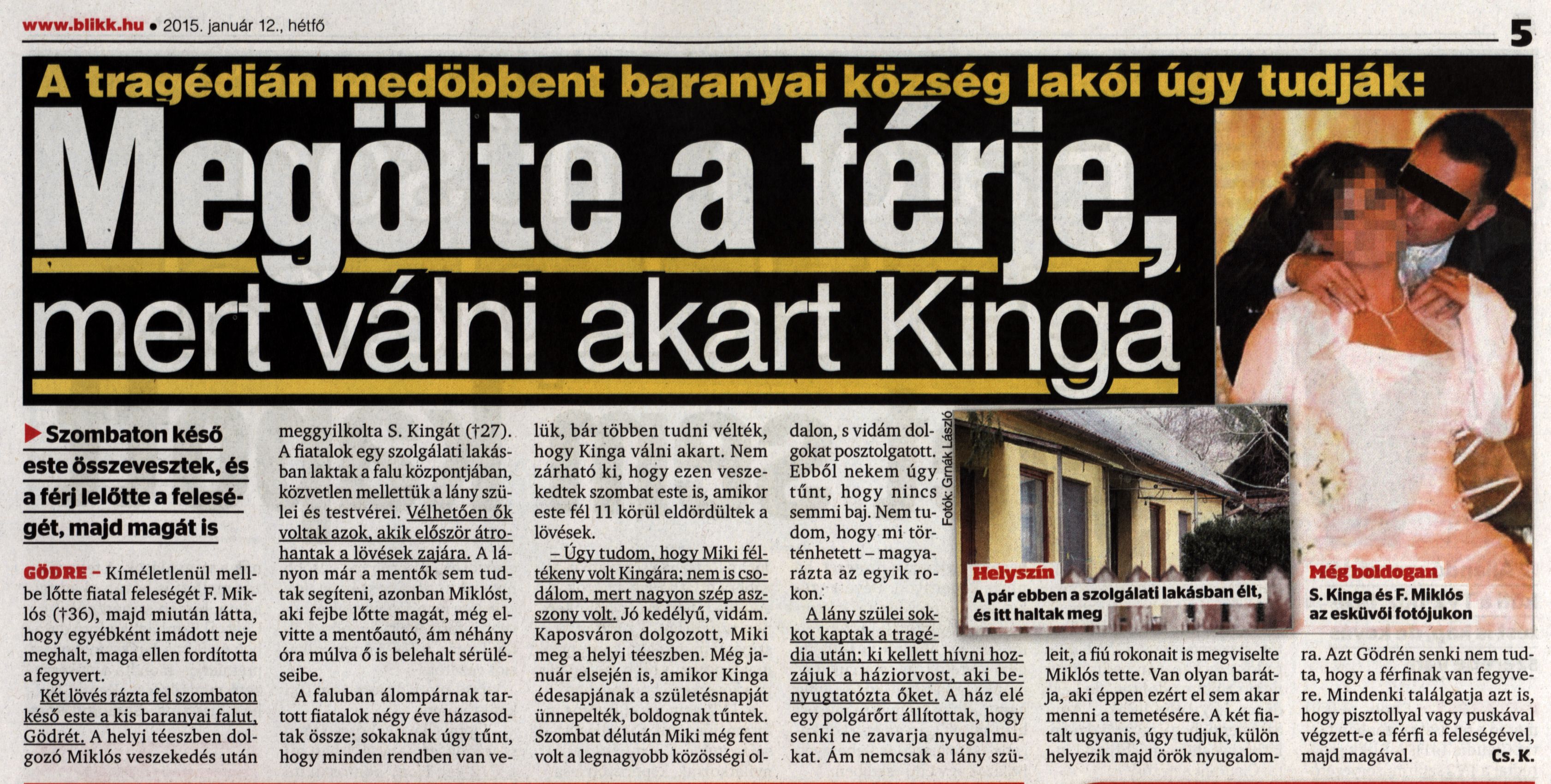 A tragédián megdöbbent baranyai község lakói úgy tudják: Megölte a férje, mert válni akart Kinga