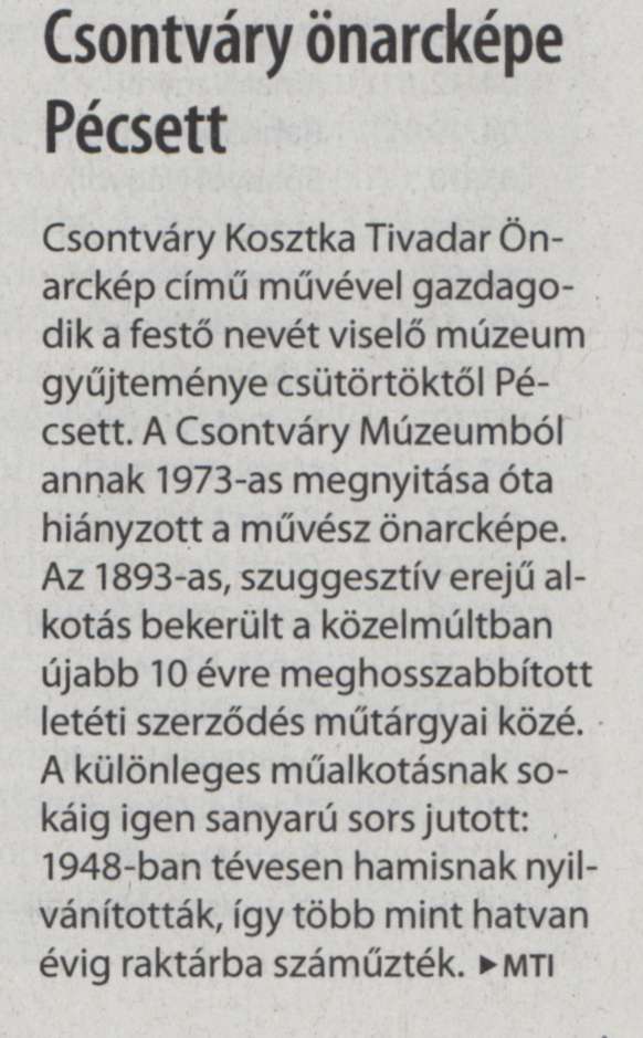 Csontváry önarcképe Pécsett