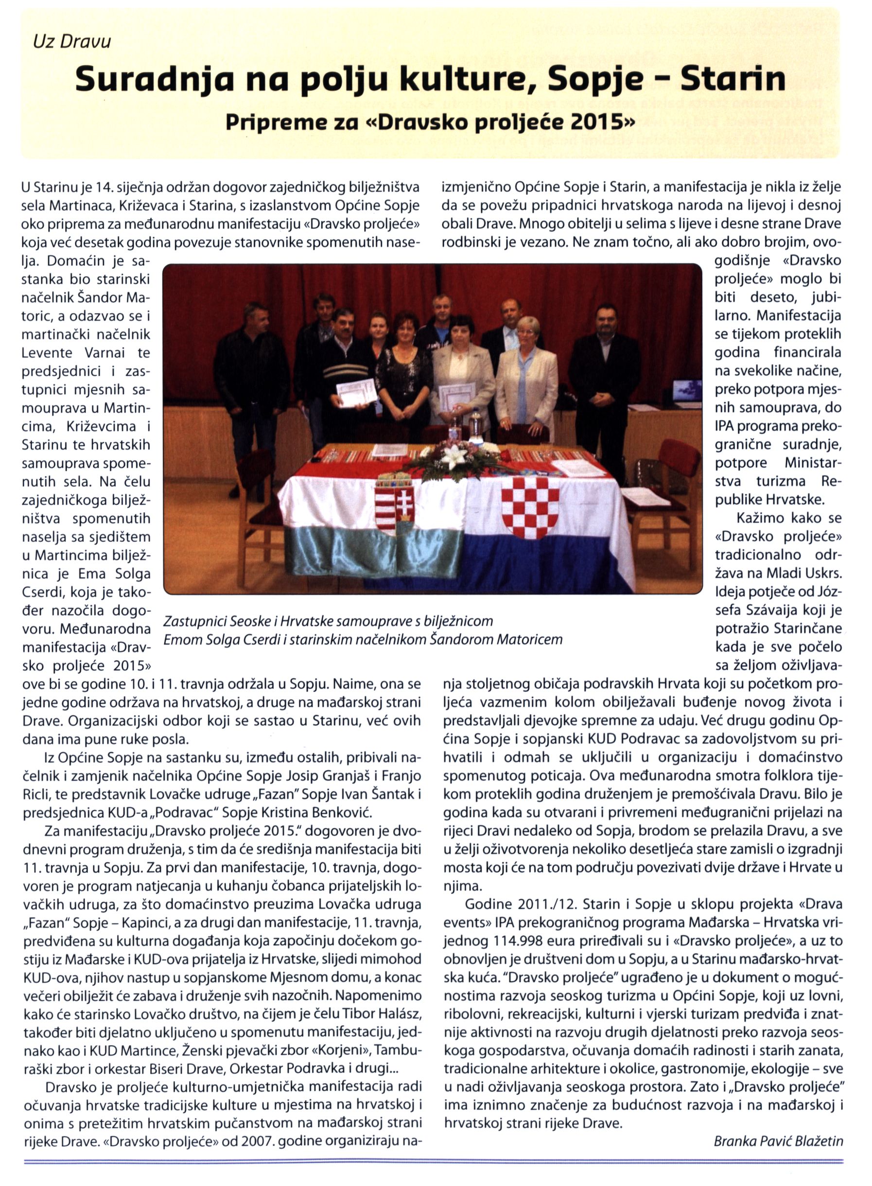 Suradnja na polju kulture, Sopje - Starin Pripreme za "Dravsko proljeće 2015"