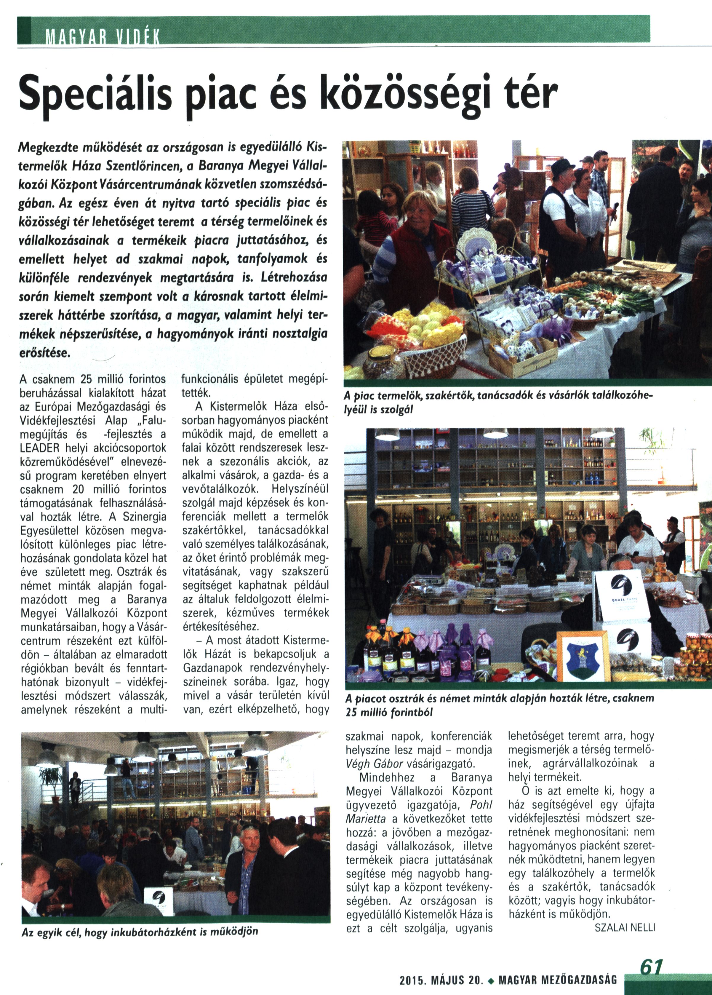 Speciális piac és közösségi tér