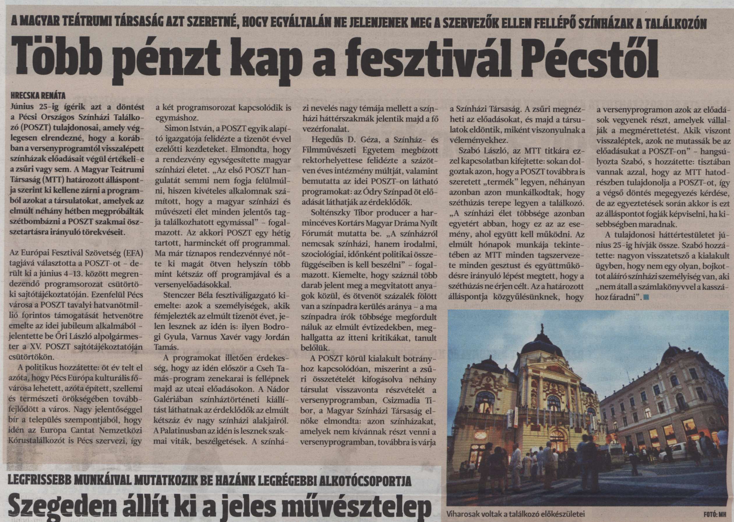 Több pénzt kap a fesztivál Pécstől